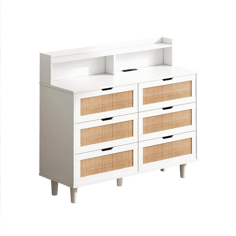 43.31L 6-Drawers Rattan Storage Cabinet