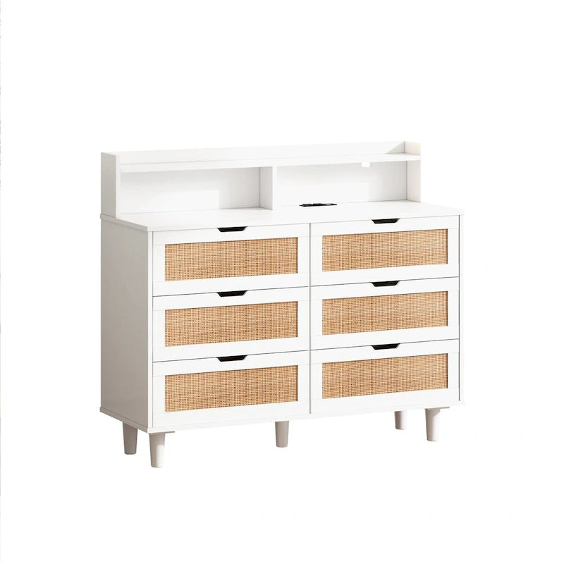 43.31L 6-Drawers Rattan Storage Cabinet