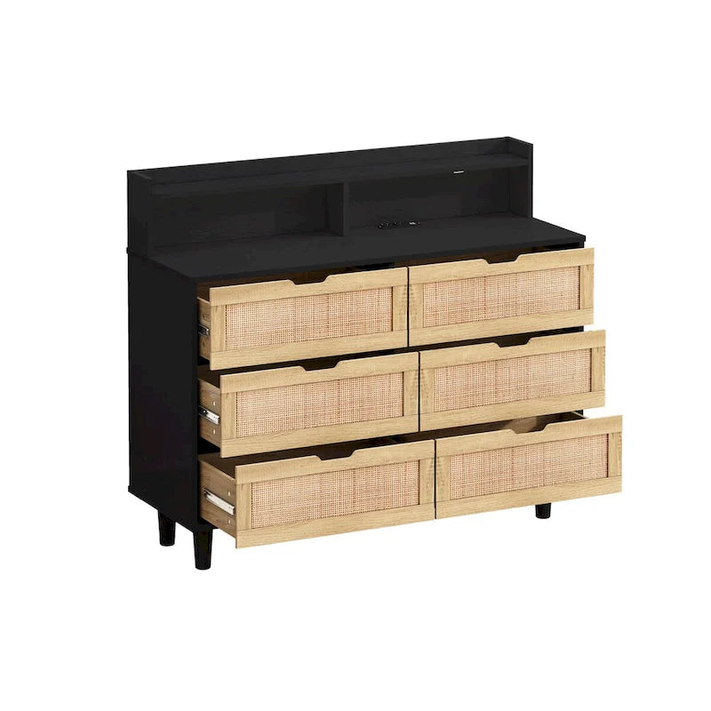 43.31L 6-Drawers Rattan Storage Cabinet