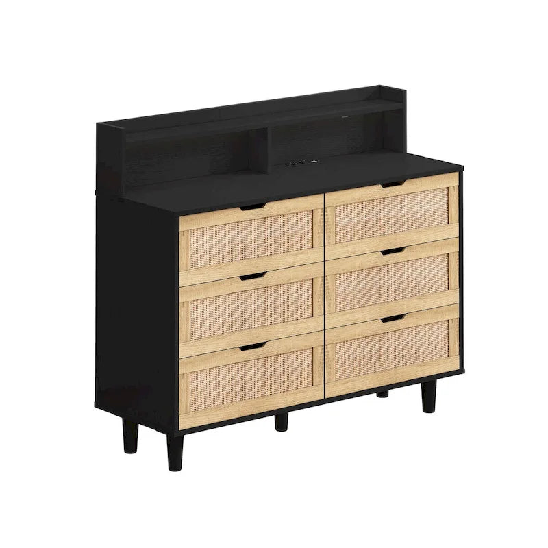 43.31L 6-Drawers Rattan Storage Cabinet