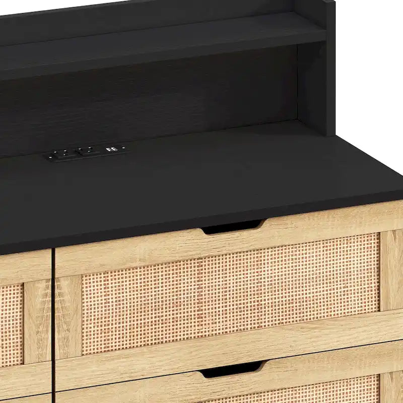 43.31L 6-Drawers Rattan Storage Cabinet