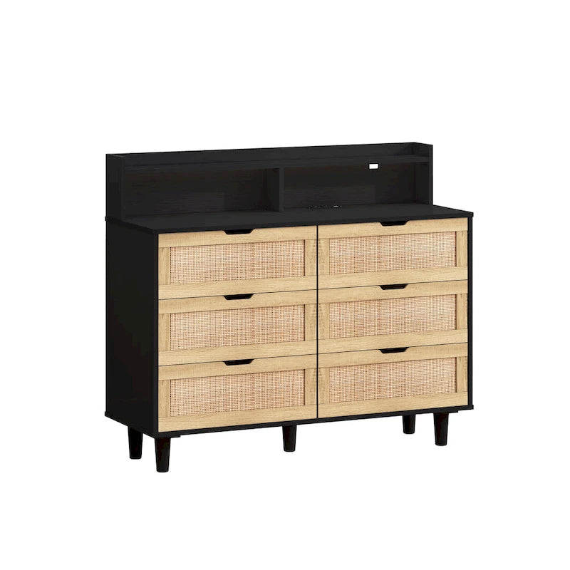 43.31L 6-Drawers Rattan Storage Cabinet