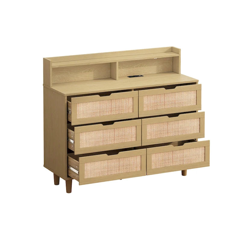 43.31L 6-Drawers Rattan Storage Cabinet
