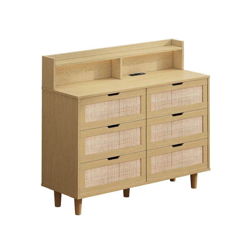 43.31L 6-Drawers Rattan Storage Cabinet