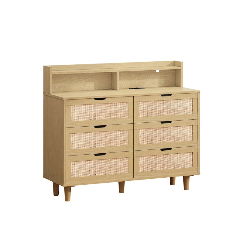 43.31L 6-Drawers Rattan Storage Cabinet