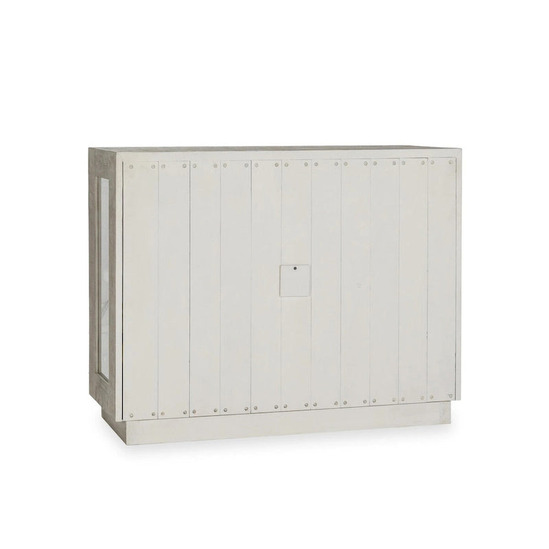 Two-Door Glass and Oak Wood Cabinet