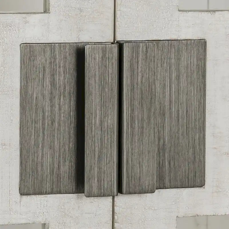 Two-Door Glass and Oak Wood Cabinet