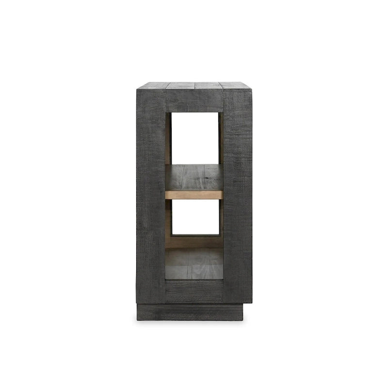 Two-Door Glass and Oak Wood Cabinet