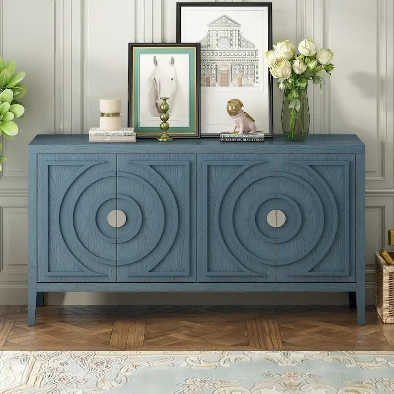 Enfilade rétro avec motif à rainures circulaires Poignée de porte ronde en métal
