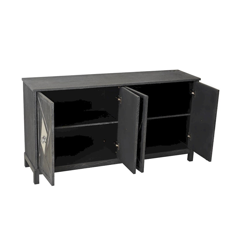 Modern 4-Door Cabinet Sideboard Buffets with Mirrored Decorative Doors