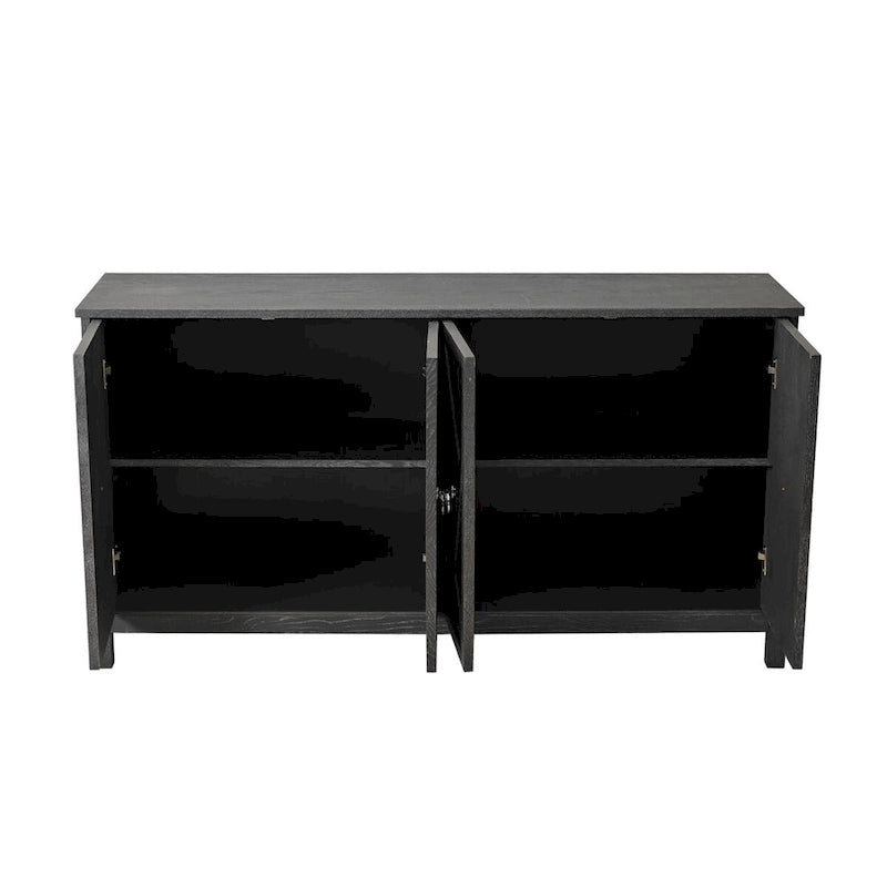 Modern 4-Door Cabinet Sideboard Buffets with Mirrored Decorative Doors