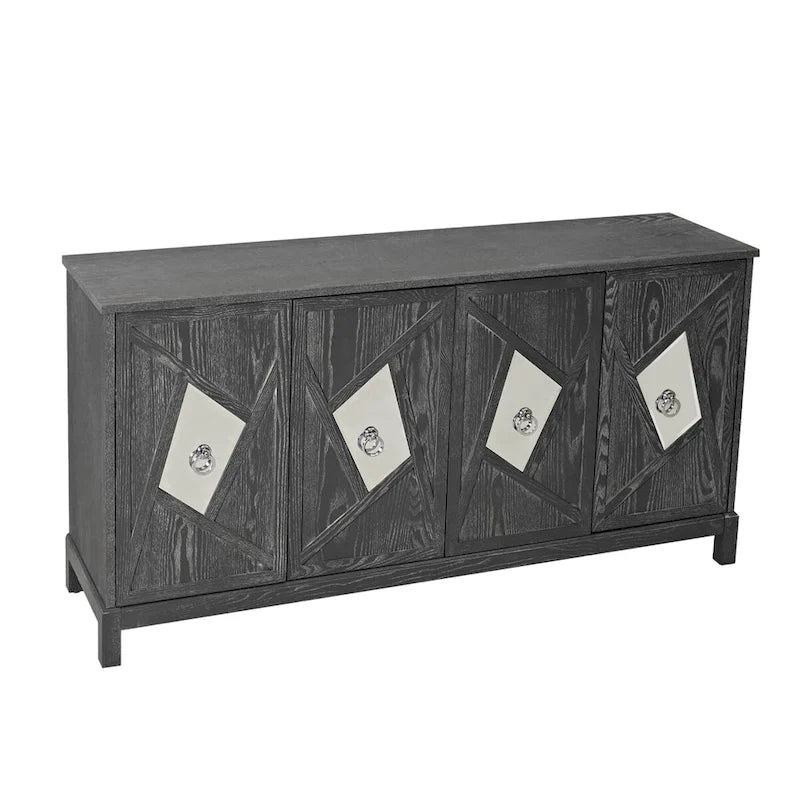 Modern 4-Door Cabinet Sideboard Buffets with Mirrored Decorative Doors