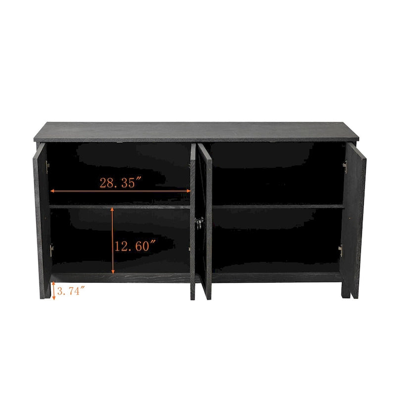 Modern 4-Door Cabinet Sideboard Buffets with Mirrored Decorative Doors