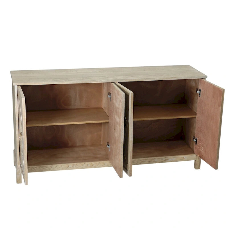 Modern 4-Door Cabinet Sideboard Buffets with Mirrored Decorative Doors