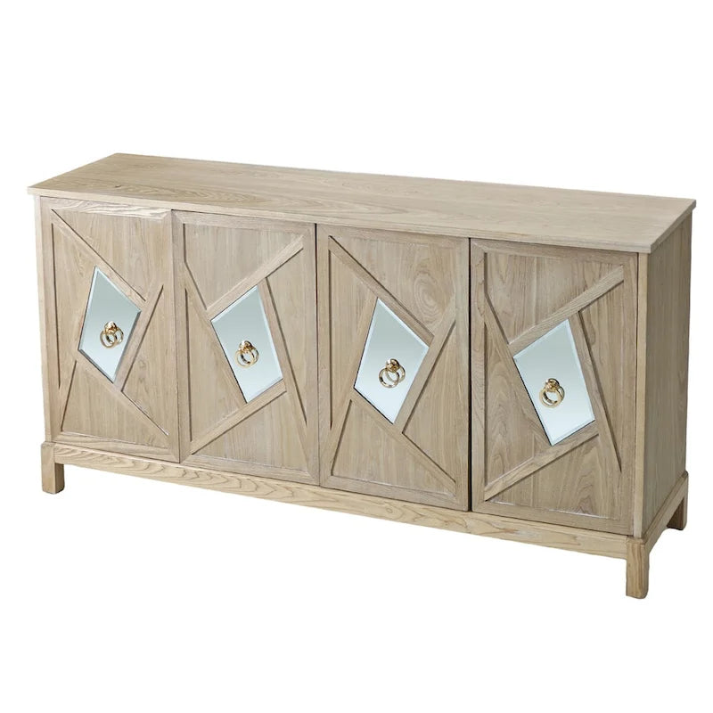 Modern 4-Door Cabinet Sideboard Buffets with Mirrored Decorative Doors