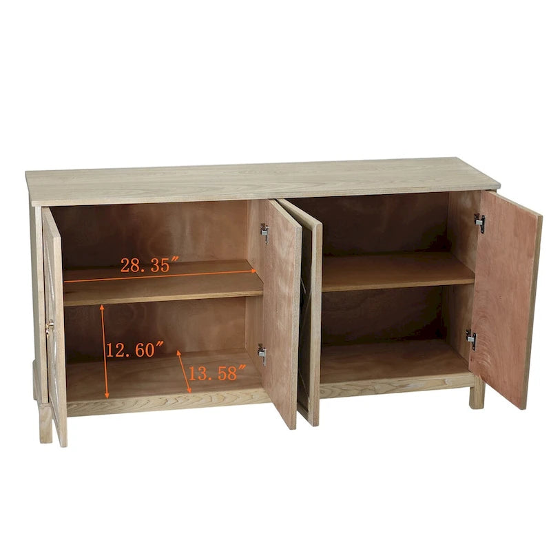 Modern 4-Door Cabinet Sideboard Buffets with Mirrored Decorative Doors