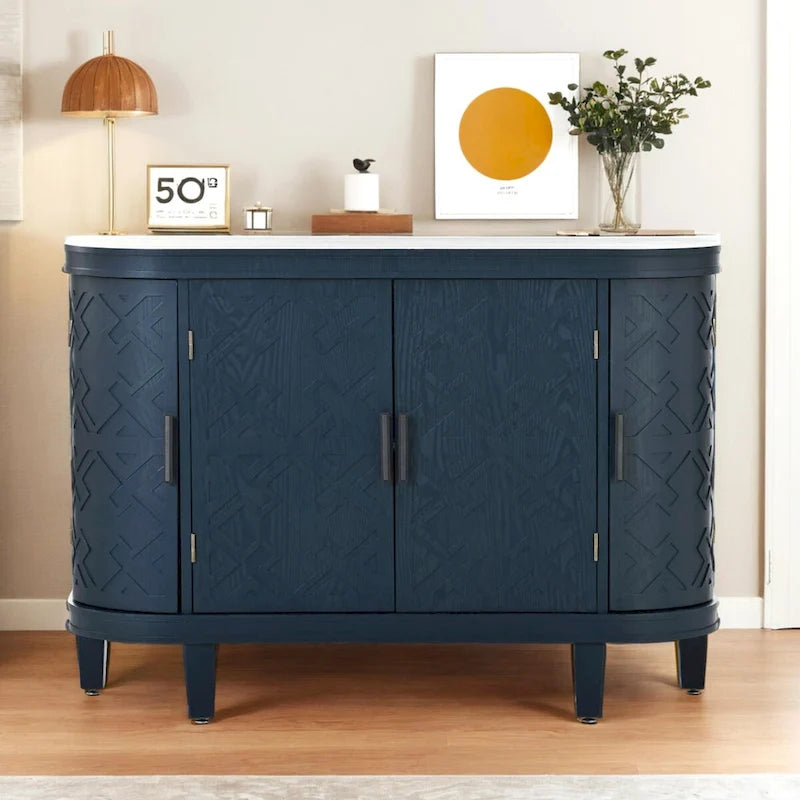 Wooden Cabinet with Antique Patterned Doors
