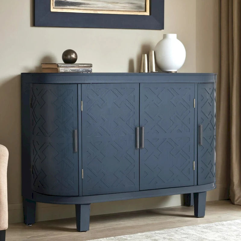 Wooden Cabinet with Antique Patterned Doors