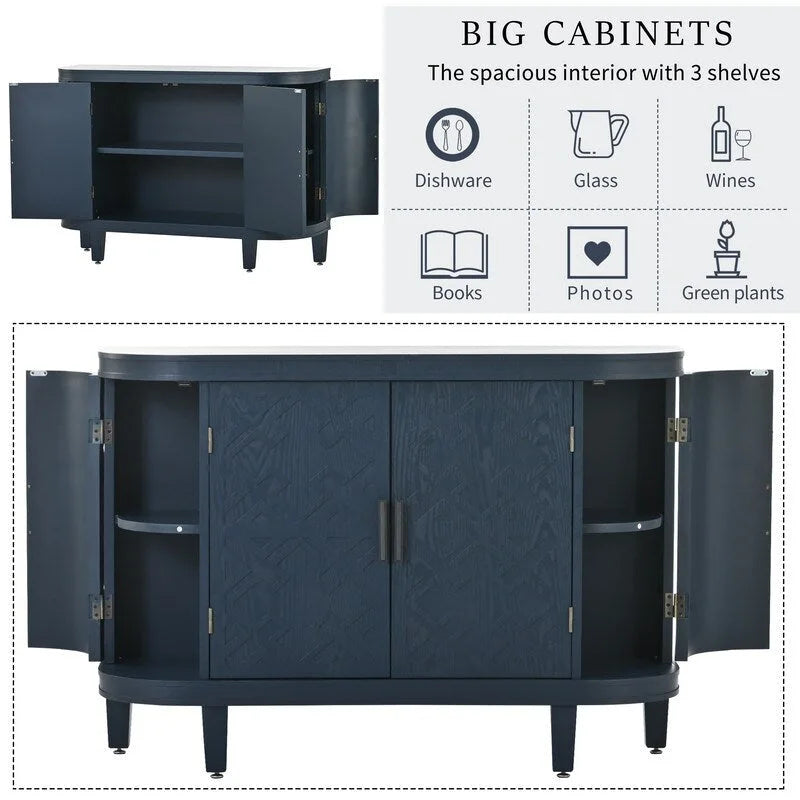 Wooden Cabinet with Antique Patterned Doors