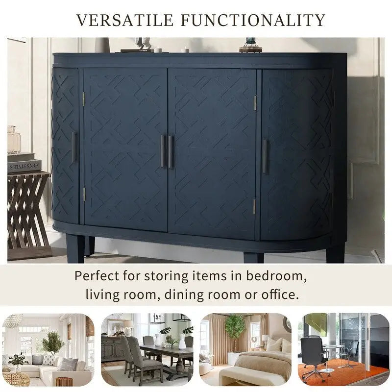 Wooden Cabinet with Antique Patterned Doors