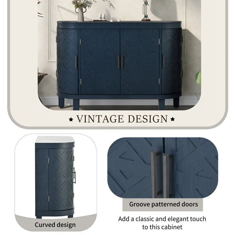 Wooden Cabinet with Antique Patterned Doors