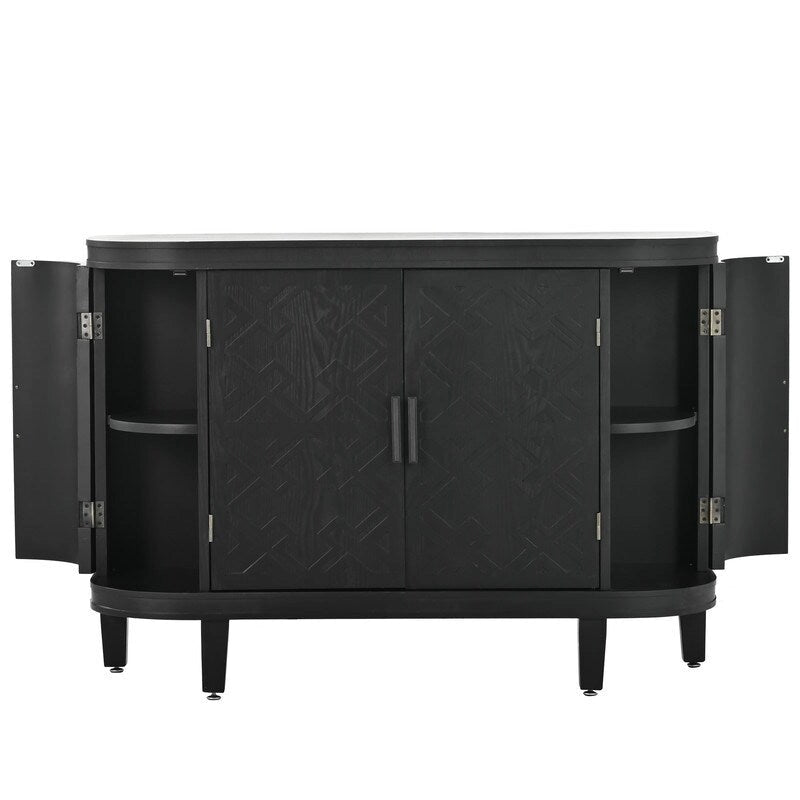Wooden Cabinet with Antique Patterned Doors