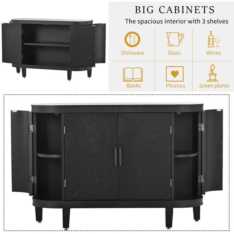 Wooden Cabinet with Antique Patterned Doors