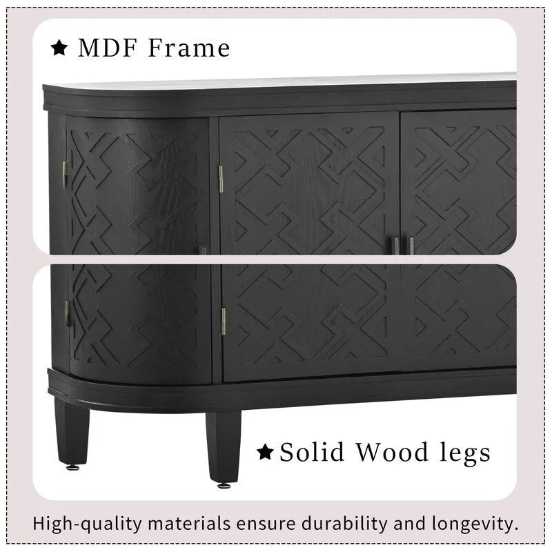 Wooden Cabinet with Antique Patterned Doors