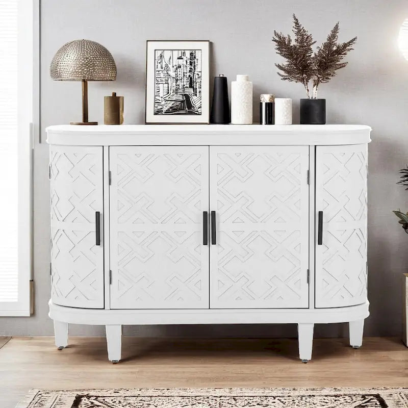 Wooden Cabinet with Antique Patterned Doors