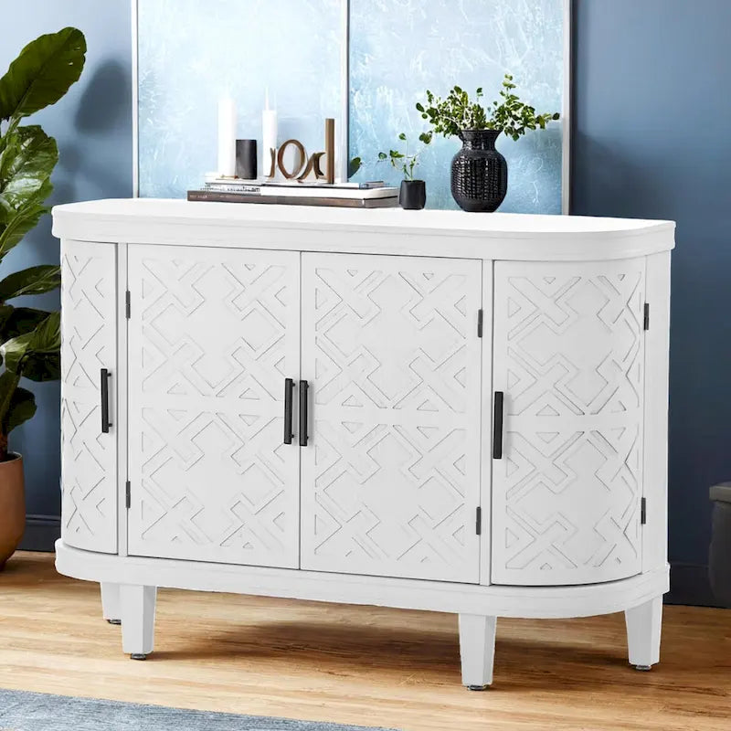 Wooden Cabinet with Antique Patterned Doors