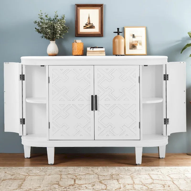 Wooden Cabinet with Antique Patterned Doors