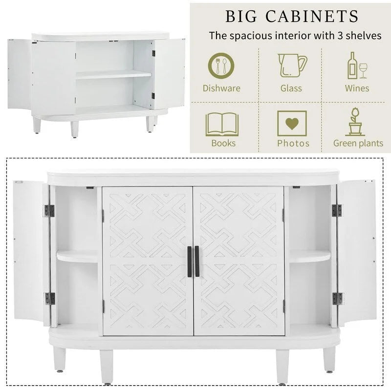 Wooden Cabinet with Antique Patterned Doors