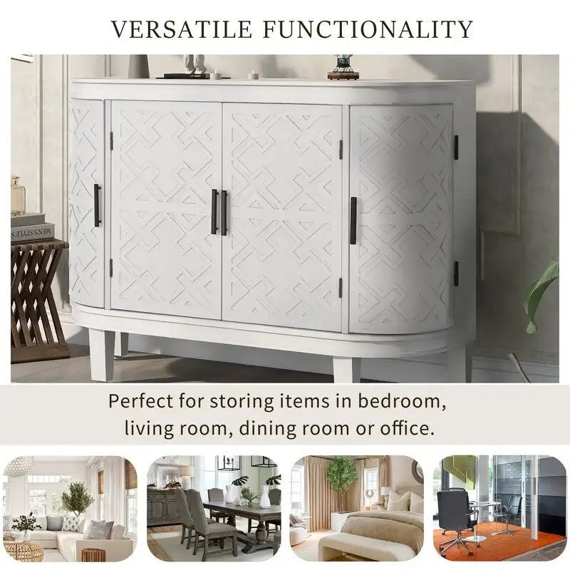 Wooden Cabinet with Antique Patterned Doors