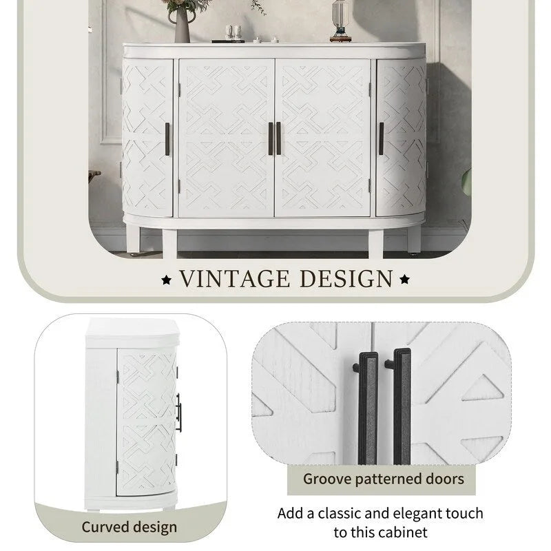 Wooden Cabinet with Antique Patterned Doors
