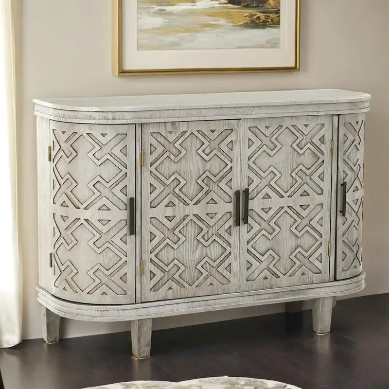 Wooden Cabinet with Antique Patterned Doors