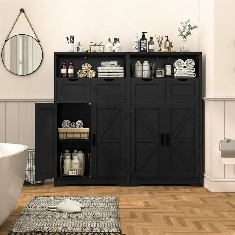 Floor Cabinet with 2 Doors 2 Drawers - 11.4D x 23.6W x 42.7H