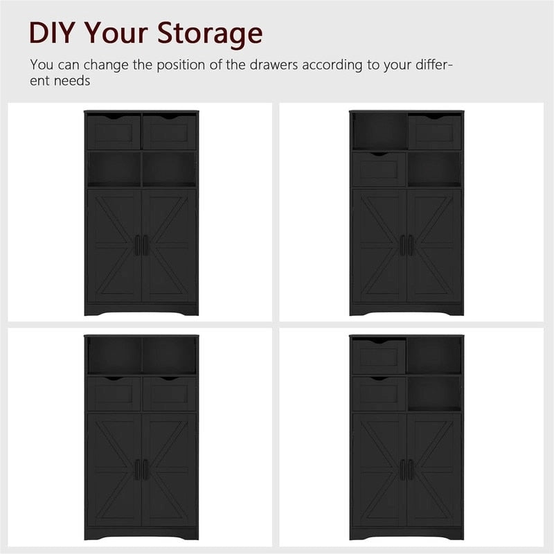 Floor Cabinet with 2 Doors 2 Drawers - 11.4D x 23.6W x 42.7H