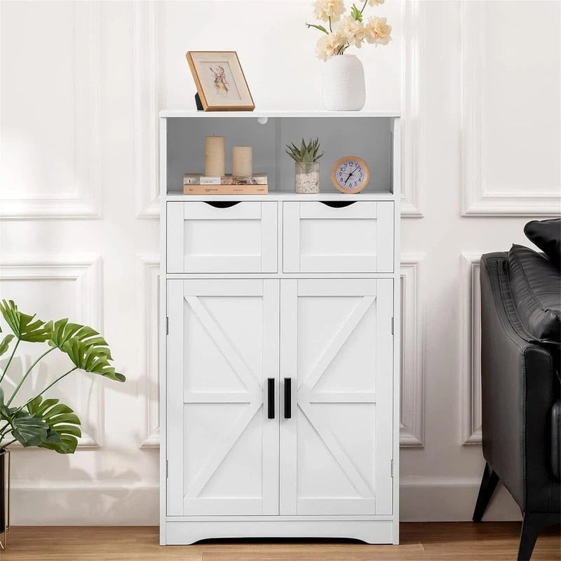 Floor Cabinet with 2 Doors 2 Drawers - 11.4D x 23.6W x 42.7H