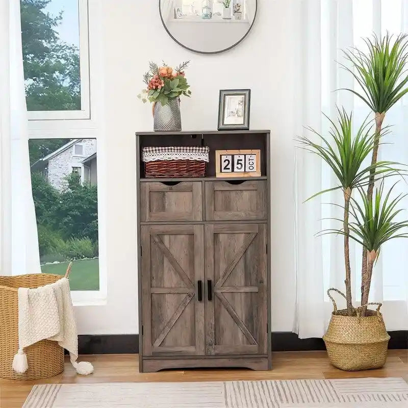 Floor Cabinet with 2 Doors 2 Drawers - 11.4D x 23.6W x 42.7H