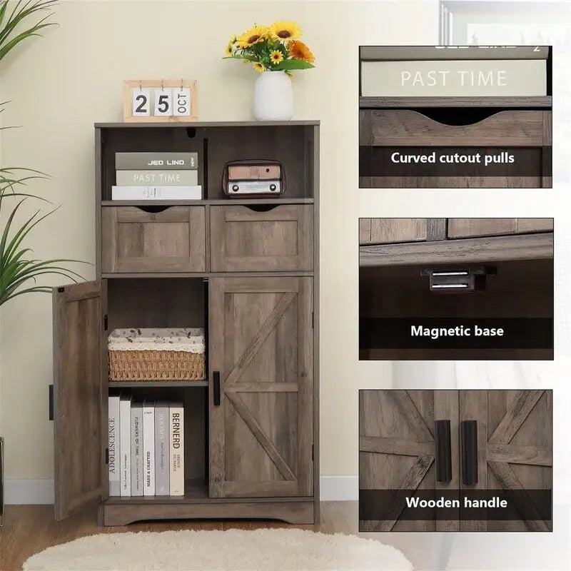 Floor Cabinet with 2 Doors 2 Drawers - 11.4D x 23.6W x 42.7H