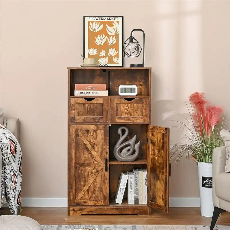 Floor Cabinet with 2 Doors 2 Drawers - 11.4D x 23.6W x 42.7H