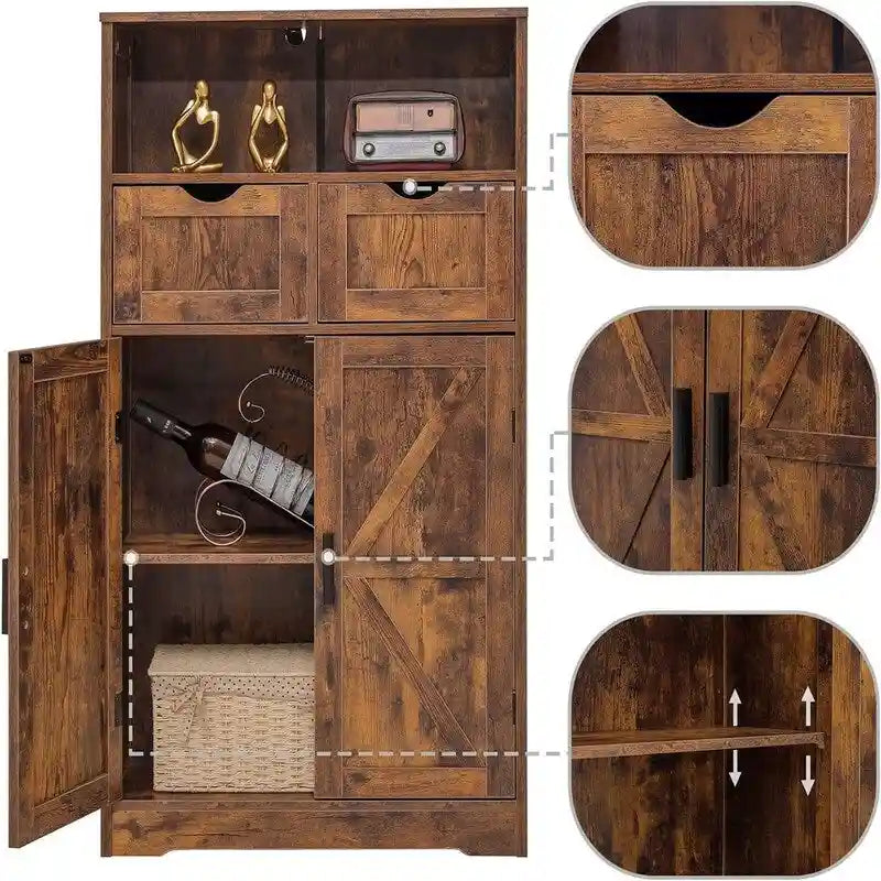 Floor Cabinet with 2 Doors 2 Drawers - 11.4D x 23.6W x 42.7H