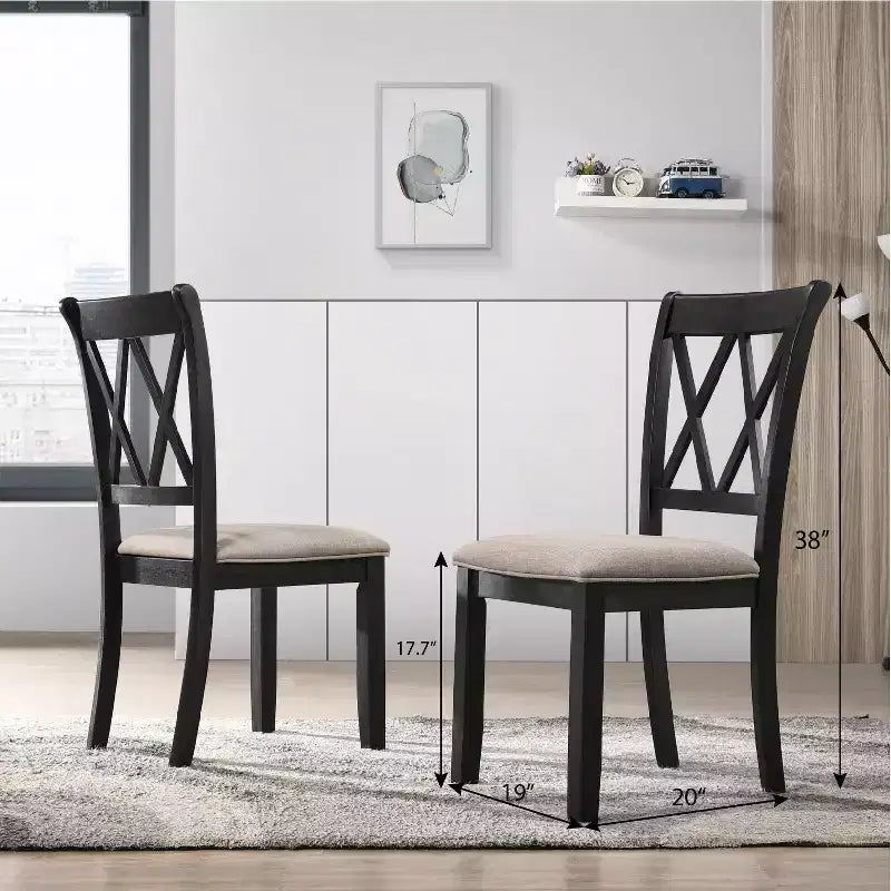 Ensemble de salle à manger Arroyo de Roundhill Furniture, table à manger Hairpin avec 4 chaises à dossier croisé, noir riche, 5 pièces