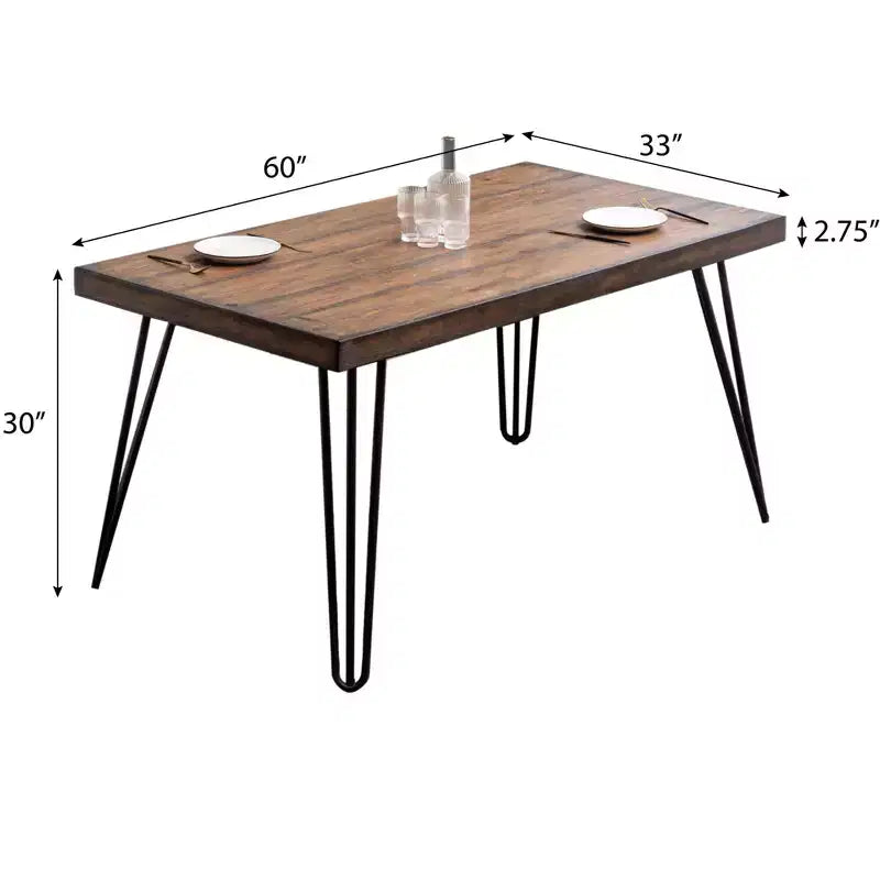 Ensemble de salle à manger Arroyo de Roundhill Furniture, table à manger Hairpin avec 4 chaises à dossier croisé, noir riche, 5 pièces