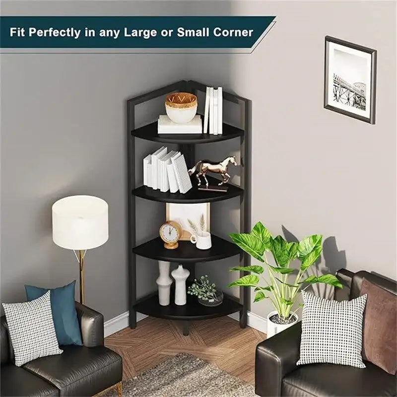Corner Bookshelf 4 Tier Stand - 25.1D x 16.9W x 51H