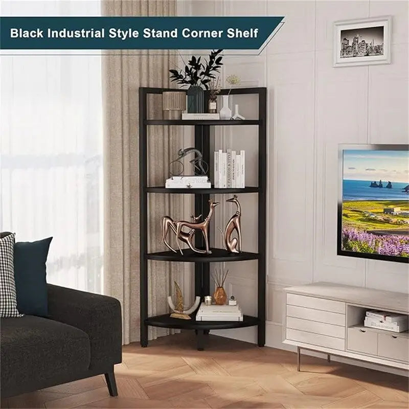 Corner Bookshelf 4 Tier Stand - 25.1D x 16.9W x 51H