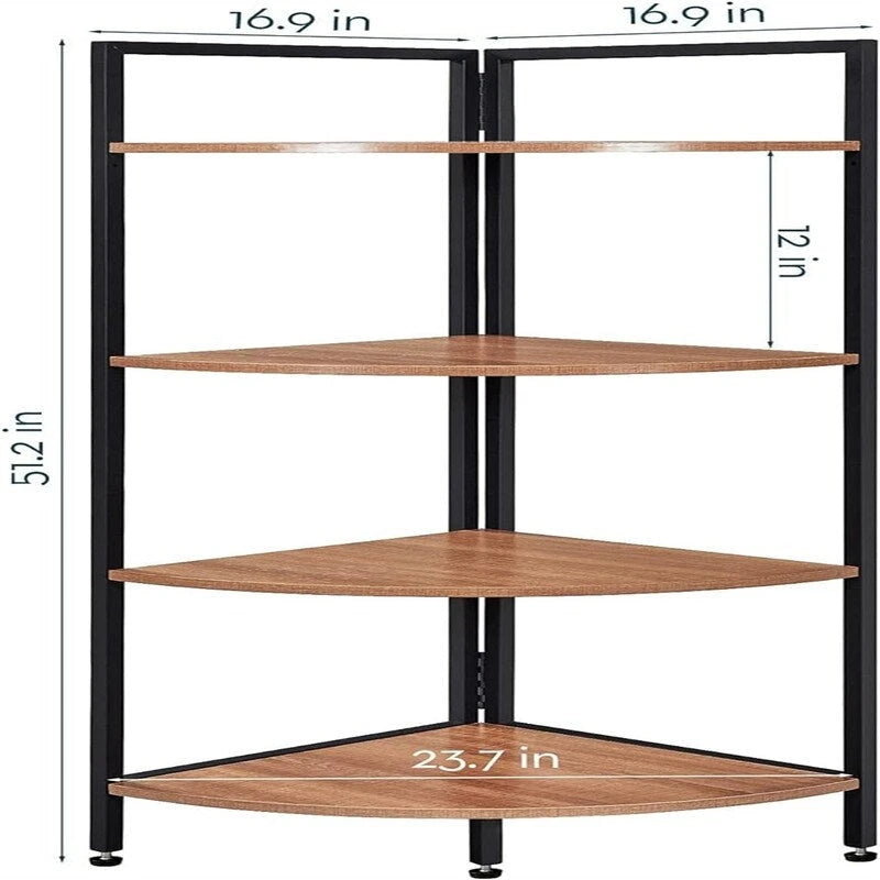 Corner Bookshelf 4 Tier Stand - 25.1D x 16.9W x 51H
