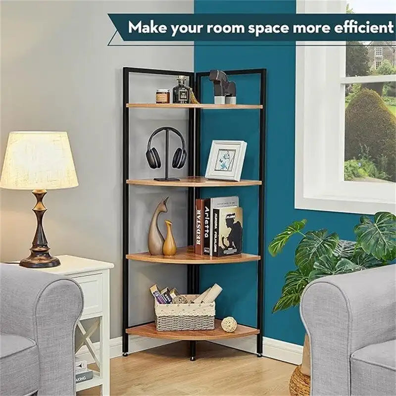 Corner Bookshelf 4 Tier Stand - 25.1D x 16.9W x 51H