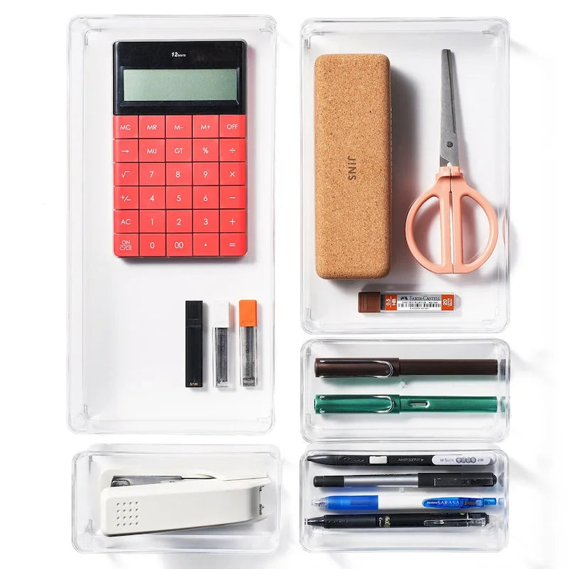 Clear Drawer Organizer Set for Office Storage