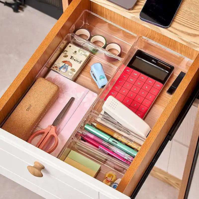 Clear Drawer Organizer Set for Office Storage